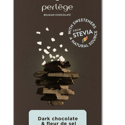 Mørk sjokolade & havsalt - med søtningsmidler fra stevia.